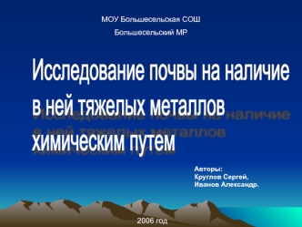 Исследование почвы на наличие 
в ней тяжелых металлов 
химическим путем