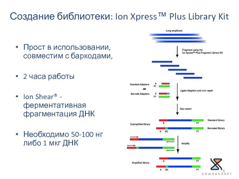 Создание библиотеки: Ion Xpress™ Plus Library Kit Прост в использовании, совместим с