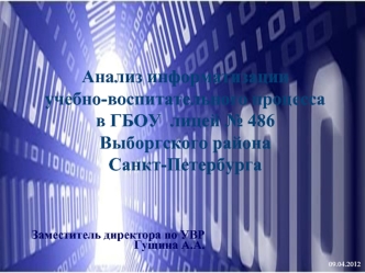 Анализ информатизации учебно-воспитательного процесса в ГБОУ  лицей № 486Выборгского района Санкт-Петербурга