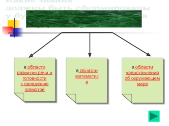 Какие знания 
должны быть сформированы 
у будущих первоклассников