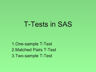 T-Tests in SAS