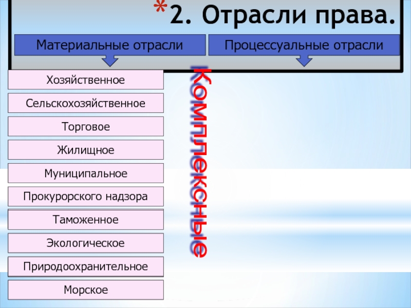 Процессуальные отрасли права схема