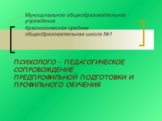 ПСИХОЛОГО – ПЕДАГОГИЧЕСКОЕ СОПРОВОЖДЕНИЕПРЕДПРОФИЛЬНОЙ ПОДГОТОВКИ И ПРОФИЛЬНОГО ОБУЧЕНИЯ