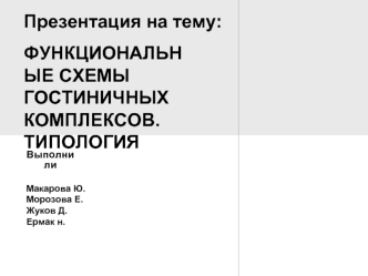 Функциональные схемы гостиничных комплексов. Типология