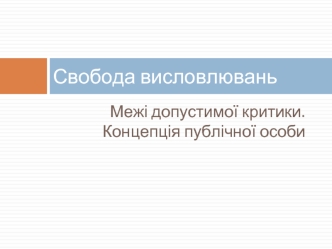 Свобода висловлювань. Межі допустимої критики. Концепція публічної особи