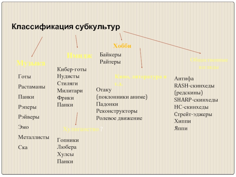 Классификация и типология молодежной субкультуры проект