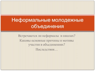 Неформальные молодежные объединения