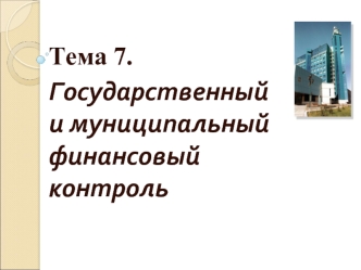 Государственный и муниципальный финансовый контроль