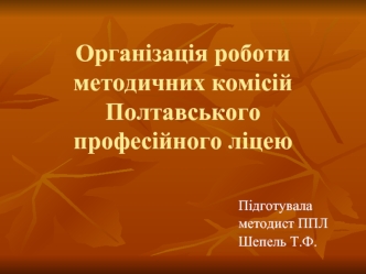 Організація роботи методичних комісій Полтавського професійного ліцею