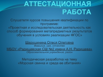 Аттестационная работа. Морская свинка и среда ее обитания