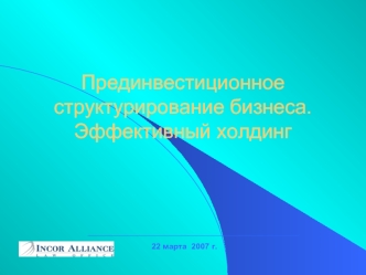Прединвестиционное структурирование бизнеса. Эффективный холдинг