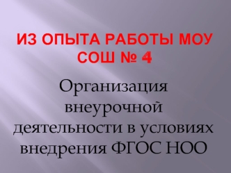 Организация внеурочной деятельности в условиях внедрения ФГОС НОО