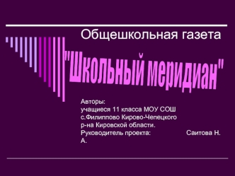 Общешкольная газета 						Авторы:учащиеся 11 класса МОУ СОШ с.Филиппово Кирово-Чепецкого 	р-на Кировской области. Руководитель проекта: 			Саитова Н.А.