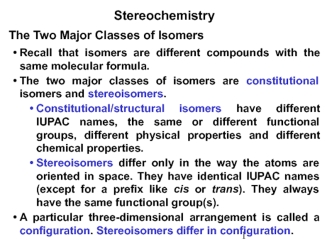 Stereochemistry.Isomers are different compounds