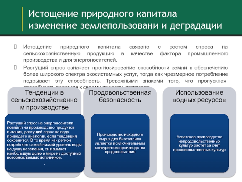 Характеристики природного капитала