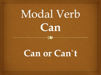 Modal Verb Can