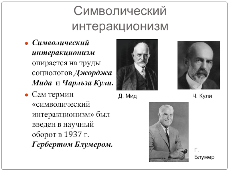 Символический интеракционизм. Символический интеракционизм (ч.кули, Дж.МИД, Г.Блумер). Символический интеракционизм ч.кули Дж. МИДА. Герберт Блумер символический интеракционизм. Теория символического интеракционизма Дж МИДА.