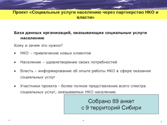 Собрано 89 анкет с 9 территорий Сибири