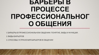 Барьеры в процессе профессионального общения