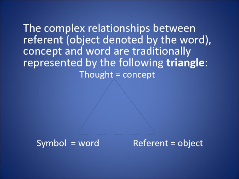 The complex relationships between referent (object denoted by