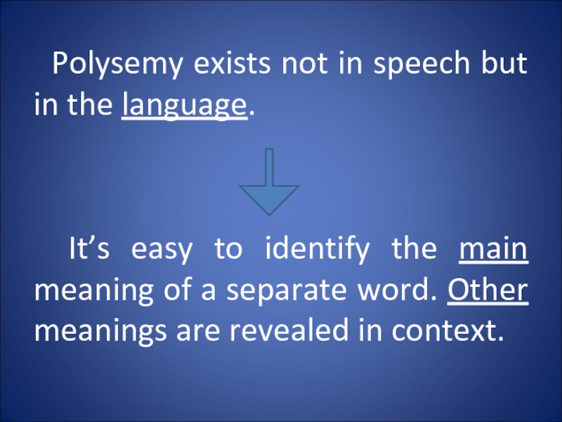 Polysemy exists not in speech but in the language.    It’s easy to