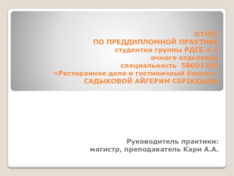 Отчёт по преддипломной практике. Дом приемов Бахшасарай