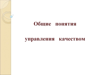 Общие понятия управления качеством