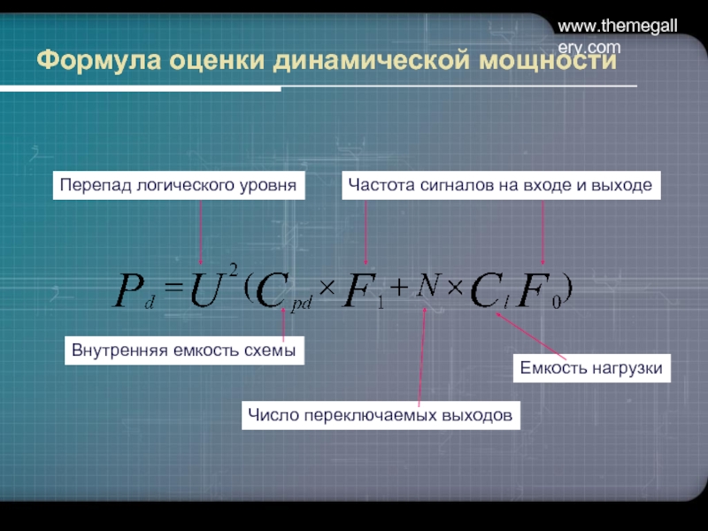 Формула оценок. Формула оценки. Схемотехника формулы. Уравнение для емкостной нагрузки. Динамическая мощность.