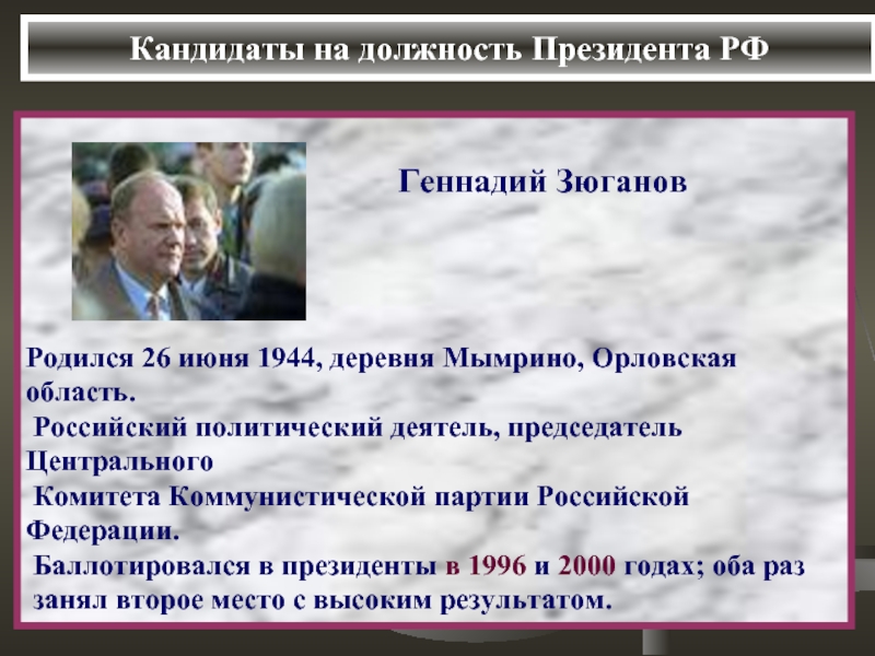 Кандидатом на должность президента может быть