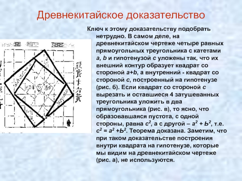 Выберите доказательство. Древнекитайское доказательство теоремы Пифагора. Древнекитайское доказательство теоремы Пифагора стул невесты. Древнекитайское доказательство теоремы Пифагора рисунок. Доказательство теоремы Пифагора чертеж.