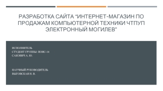 Интернет-магазин по продажам компьютерной техники ЧТПУП Электронный Могилев. Разработка сайта