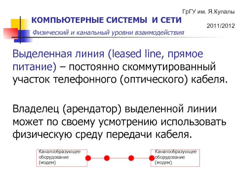 Выделенная линия. Скоммутированный это.