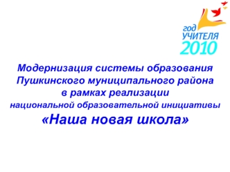 Модернизация системы образования Пушкинского муниципального района в рамках реализации национальной образовательной инициативы Наша новая школа