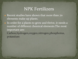 NPK Fertilizers. Classification of fertilizers