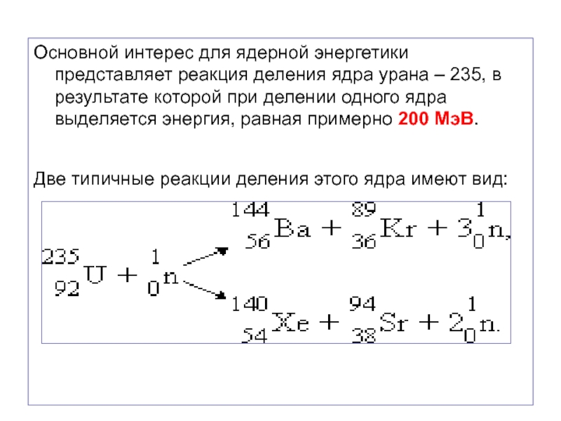 Схема деления урана 235