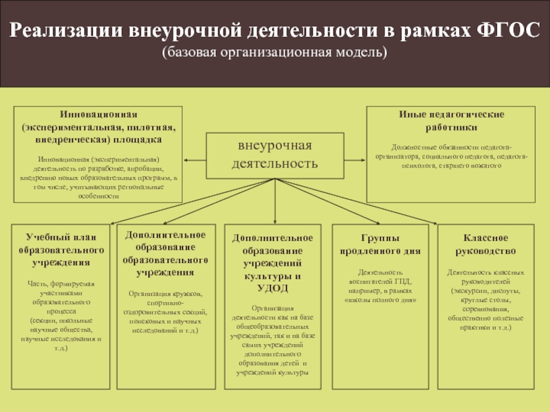 Содержательно организационная модель по реализации дополнительного образования особый вид проекта