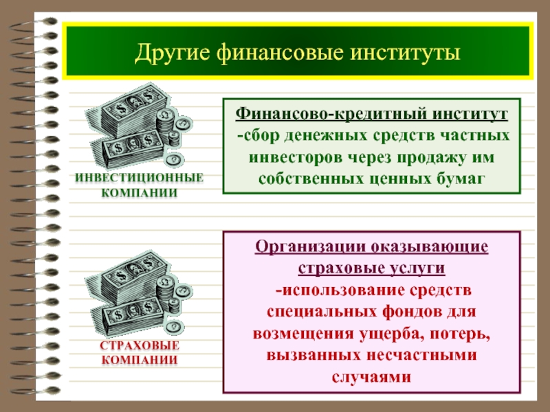 Финансовый институт осуществляющий. Финансово-кредитные институты. Денежно кредитные институты. Другие финансовые институты. Иные финансовые институты.