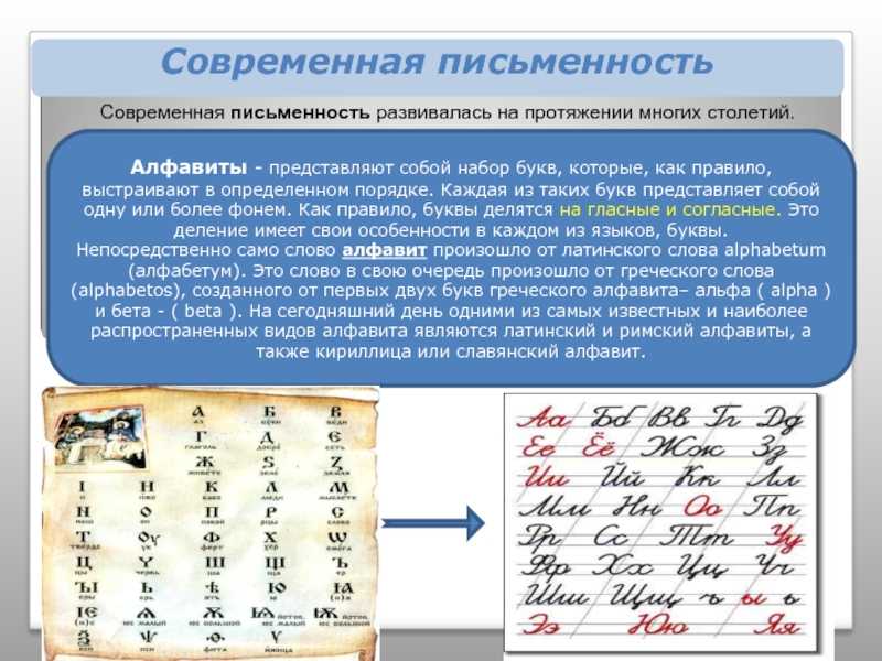 Алфавит представляет