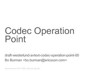 Codec Operation Point