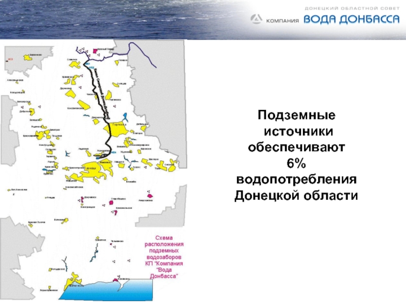 Подземные  источники обеспечивают  6% водопотребления Донецкой области