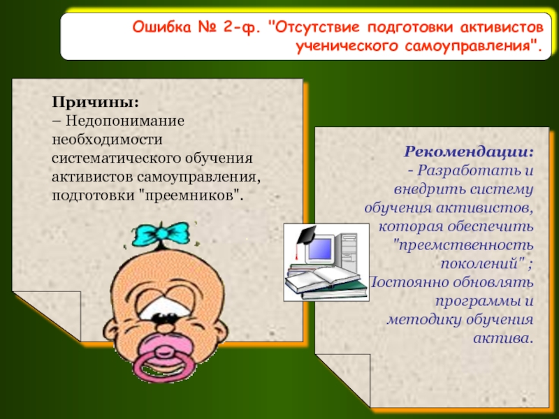 Типичные ошибки при обучении. Отсутствие подготовки. Подготовка преемников.