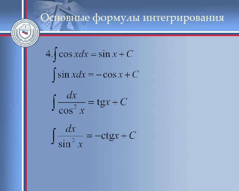 Формулы интегрирования. Основные формулы интегрирования. Оснвныеформулы интегрирования. Запишите основные формулы интегрирования. Формулы основных интегралов.