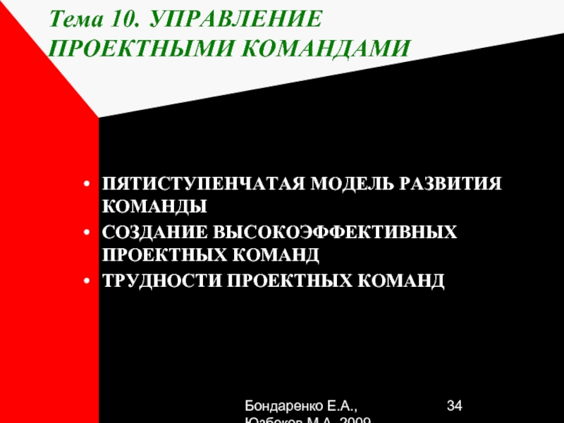 Пятиступенчатую модель развития команды проекта разработал