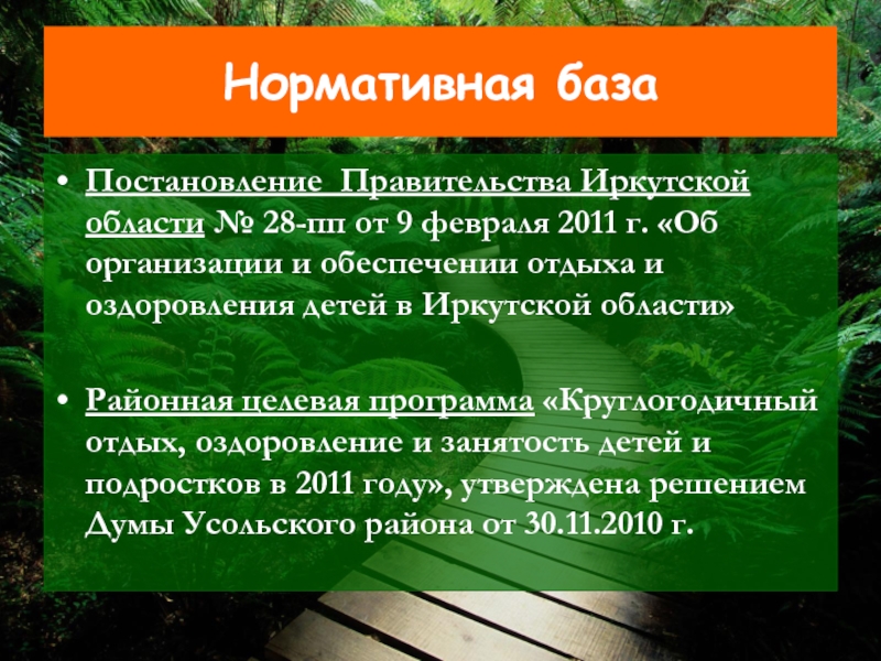 Нормативная базаПостановление Правительства Иркутской области № 28-пп от 9 февраля 2011