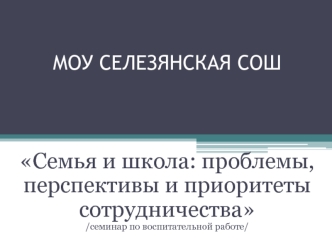 Семья и школа: проблемы, перспективы и приоритеты сотрудничества
/семинар по воспитательной работе/