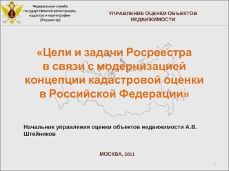 Цели и задачи Росреестра 
в связи с модернизацией 
концепции кадастровой оценки 
в Российской Федерации