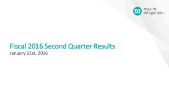 Maxim Integrated Q2 2016 Earnings Report