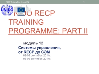 UNIDO RECP training programme: Part II