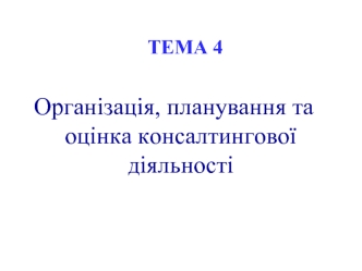 Організація, планування та оцінка консалтингової діяльності. (Тема 4)