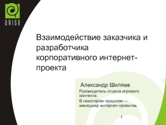 Взаимодействие заказчика и разработчика корпоративного интернет-проекта